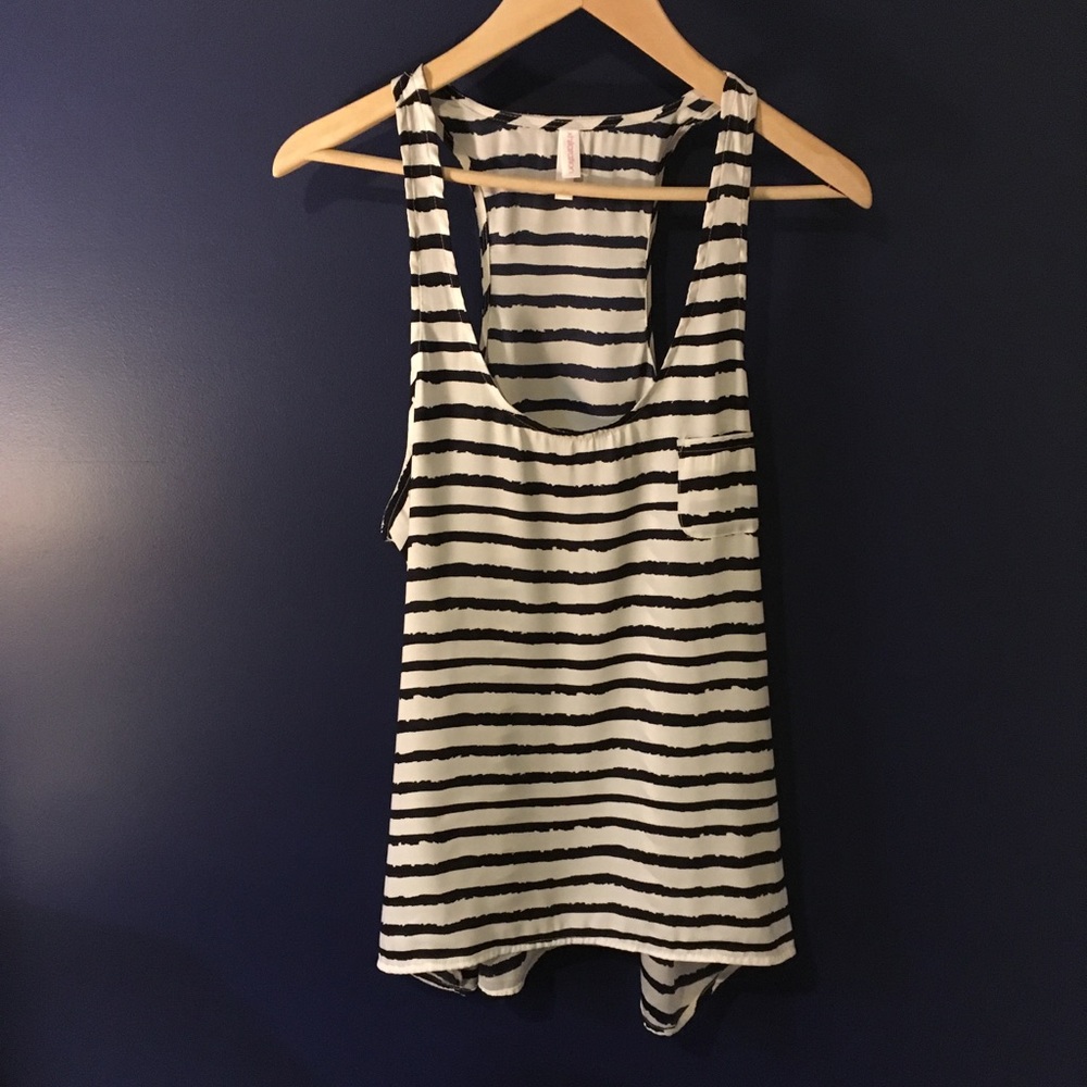 Blue and white striped tank top